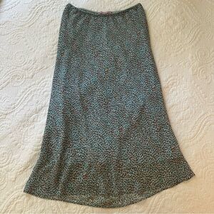 Vintage Y2K Siren Midi Skirt. Blue and Brown Patterned